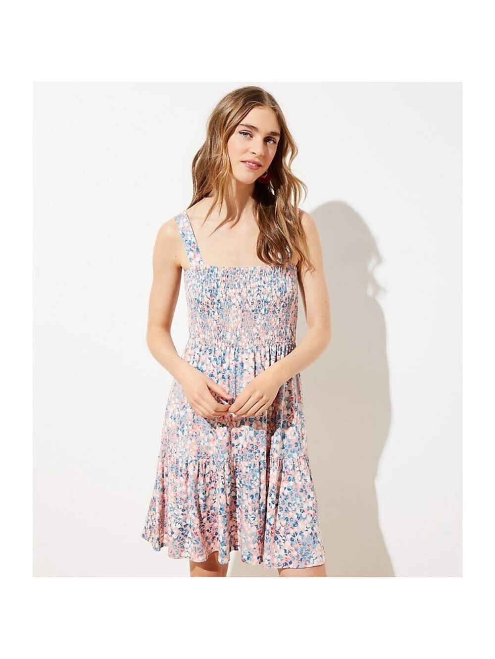 Loft NWT Women's Wildflower Smocked Mini Sleeveless Dress Size S
